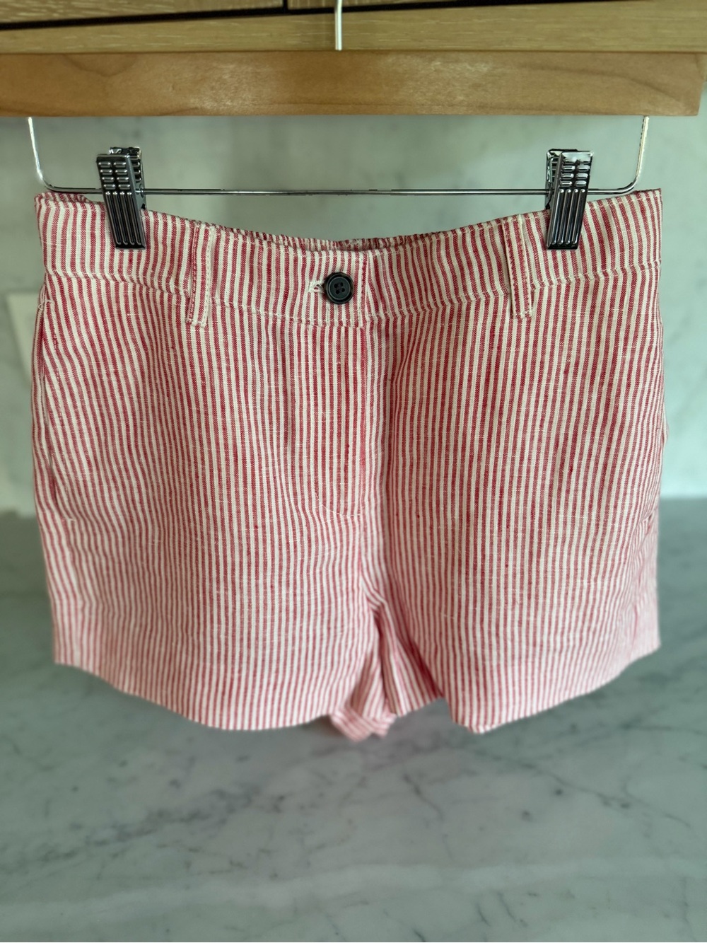 J. Crew Linen Harbor Shorts in Red Stripe Size XS